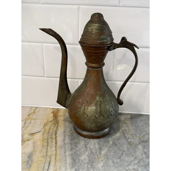 Antique Middle East Turkish Ottoman Or Middle Eastern Copper Jug Pitcher RARE - Picture 2 of 12